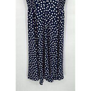 KATE SPADE midi dress sleeveless fit flare polka dot navy blue preppy casual 10